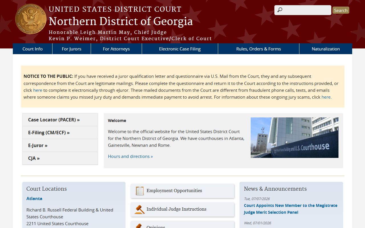 Fayette County court dockets U.S. District Court Northern District of Georgia