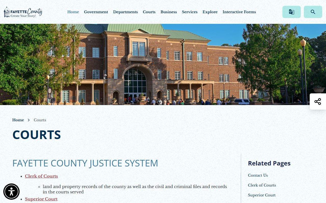 Fayette County court records courts landing page