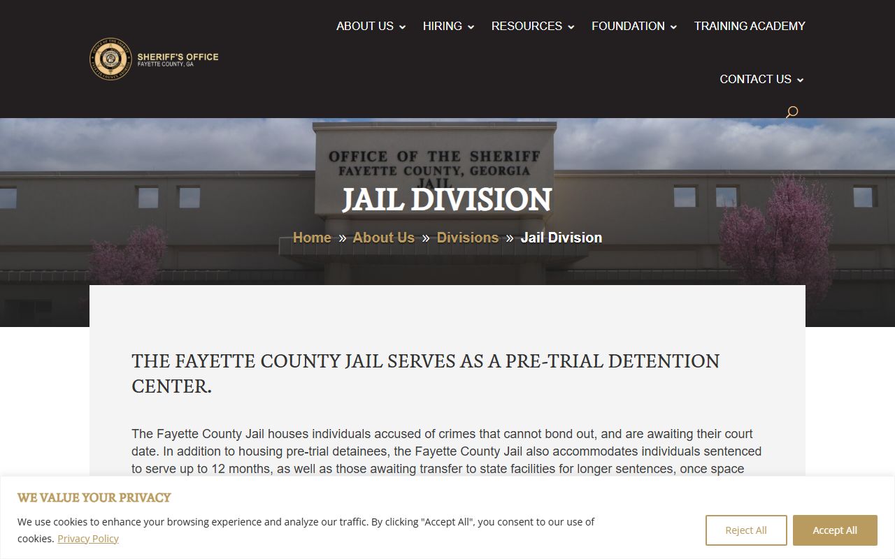 Fayette County inmate records jail division information