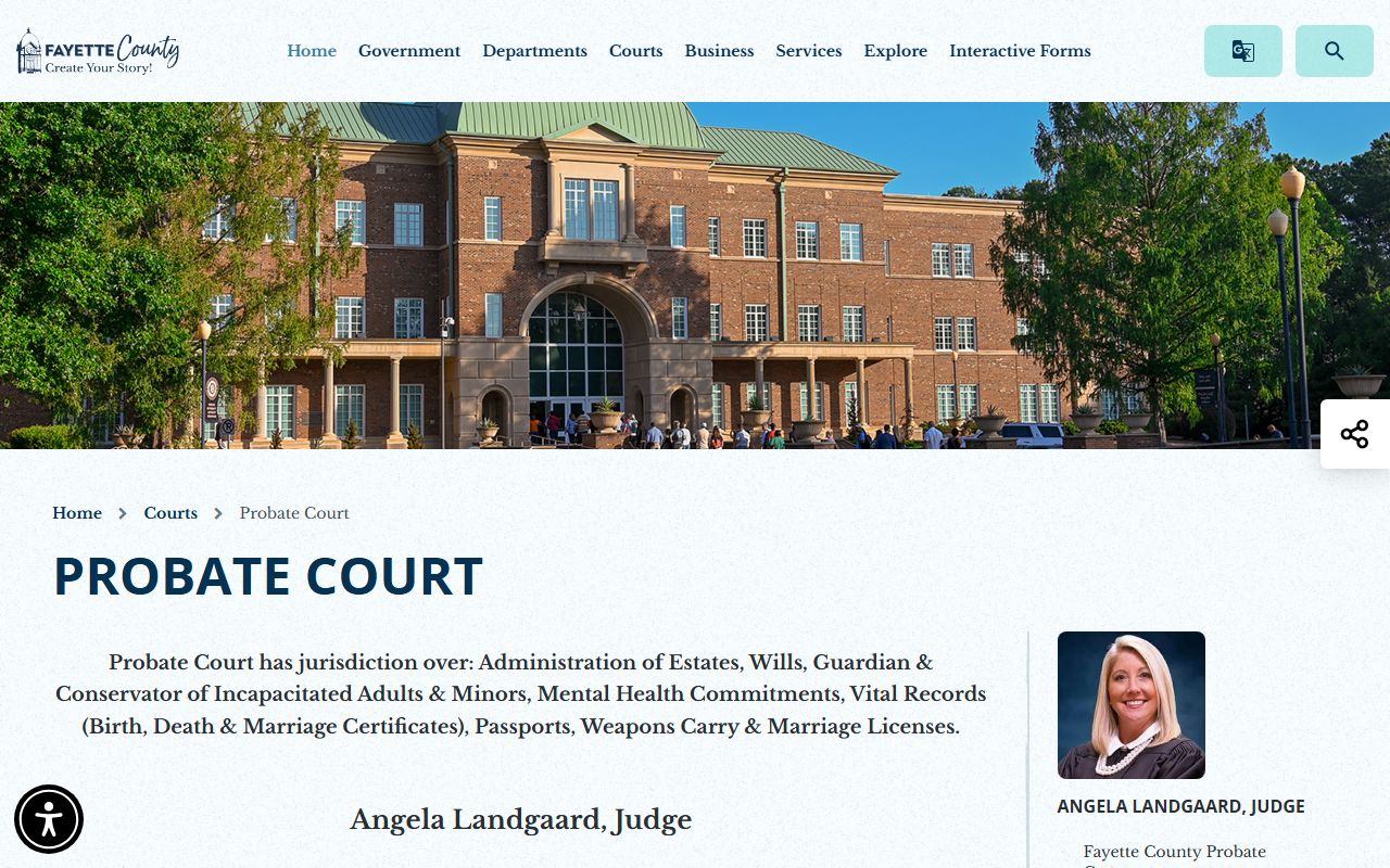 Fayette County probate records official Probate Court page