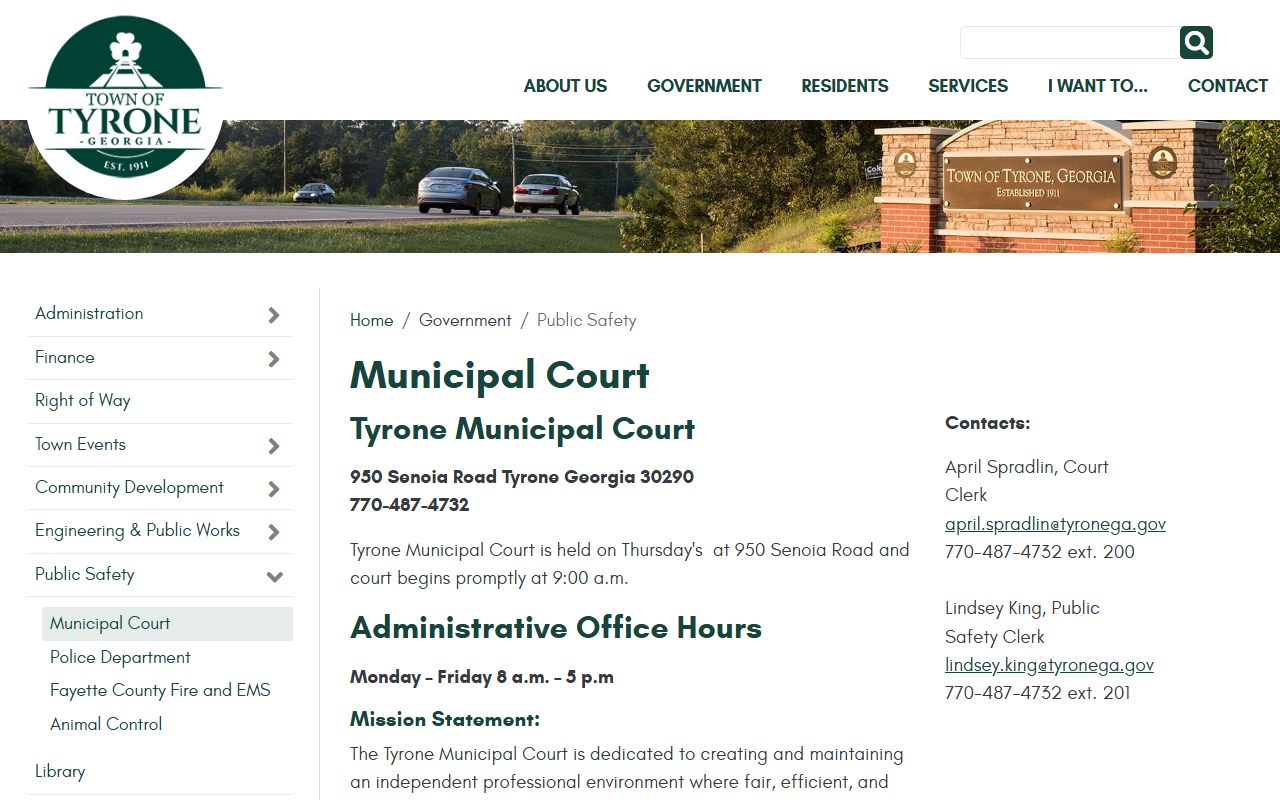 Fayette County traffic court records Tyrone Municipal Court citation source